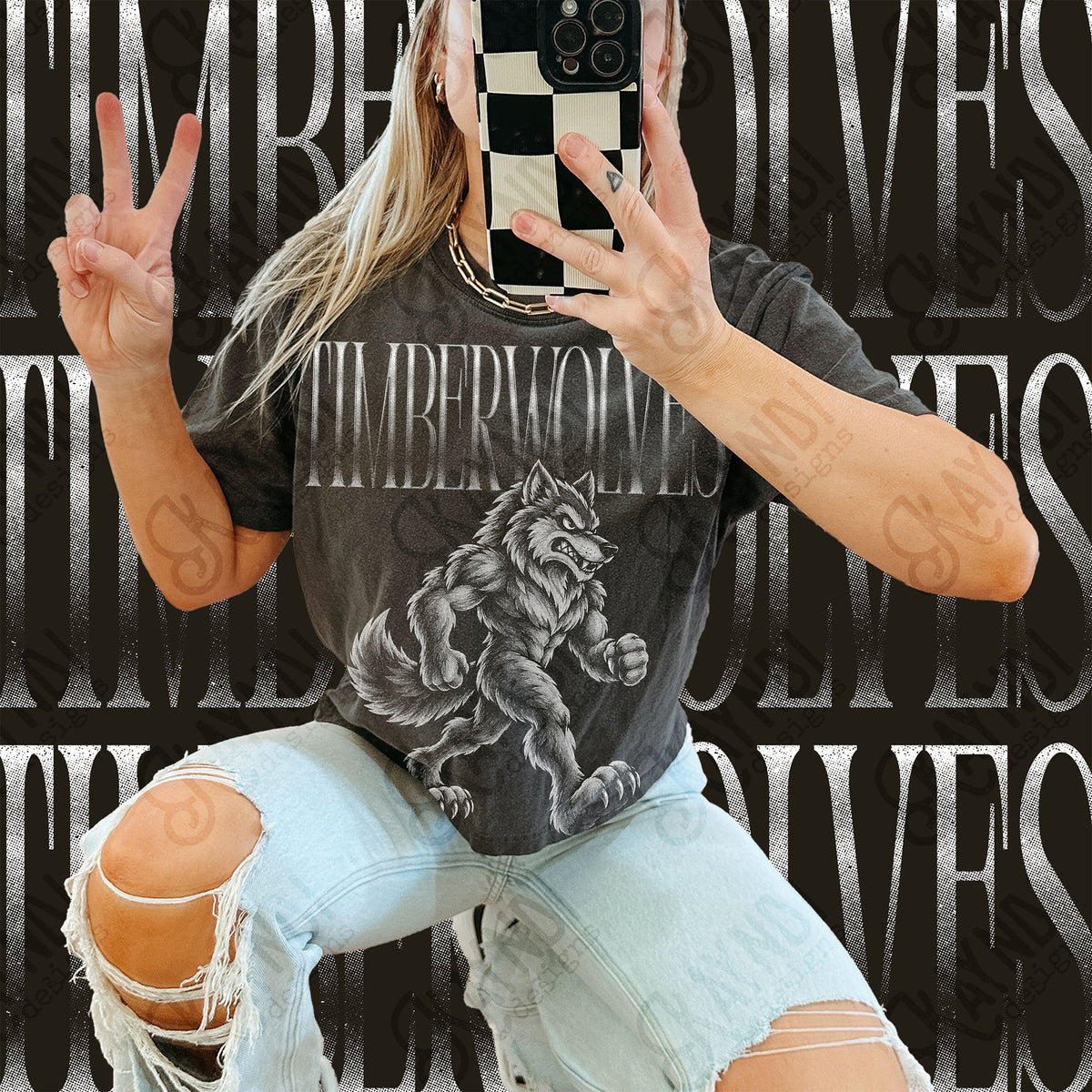 Halftone Timberwolves Top design mockup