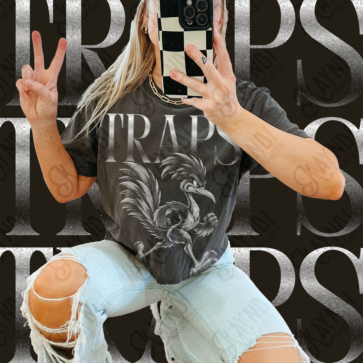 Traps Halftone Mascot Shirt apparel mockup