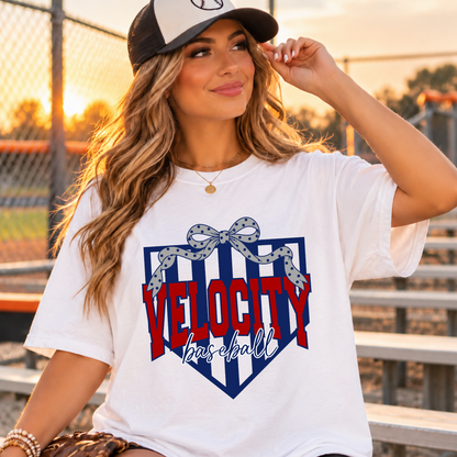 Velocity baseball striped home plate with polka dot bow