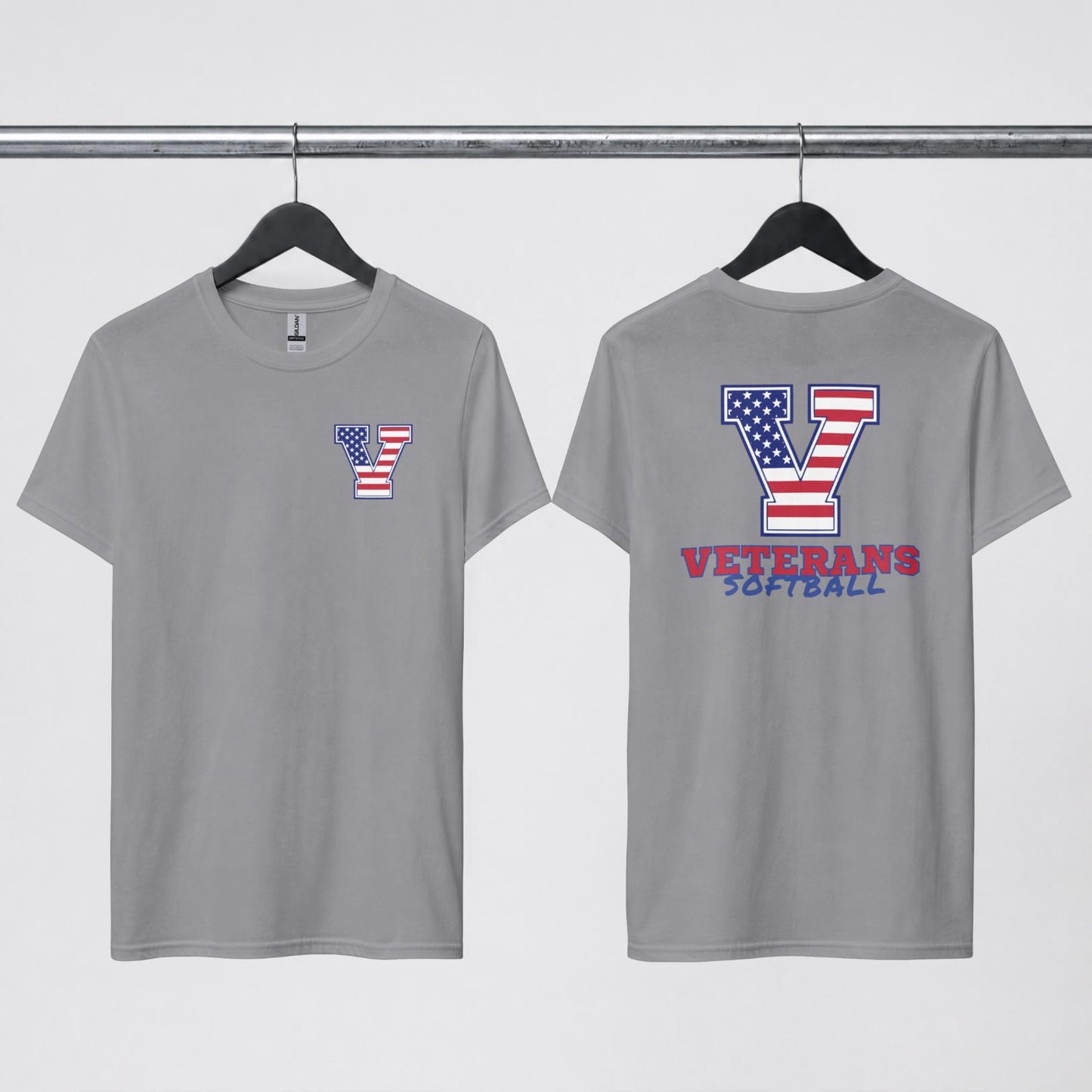 Veterans Softball - Design 10- Front Pocket Logo + Back