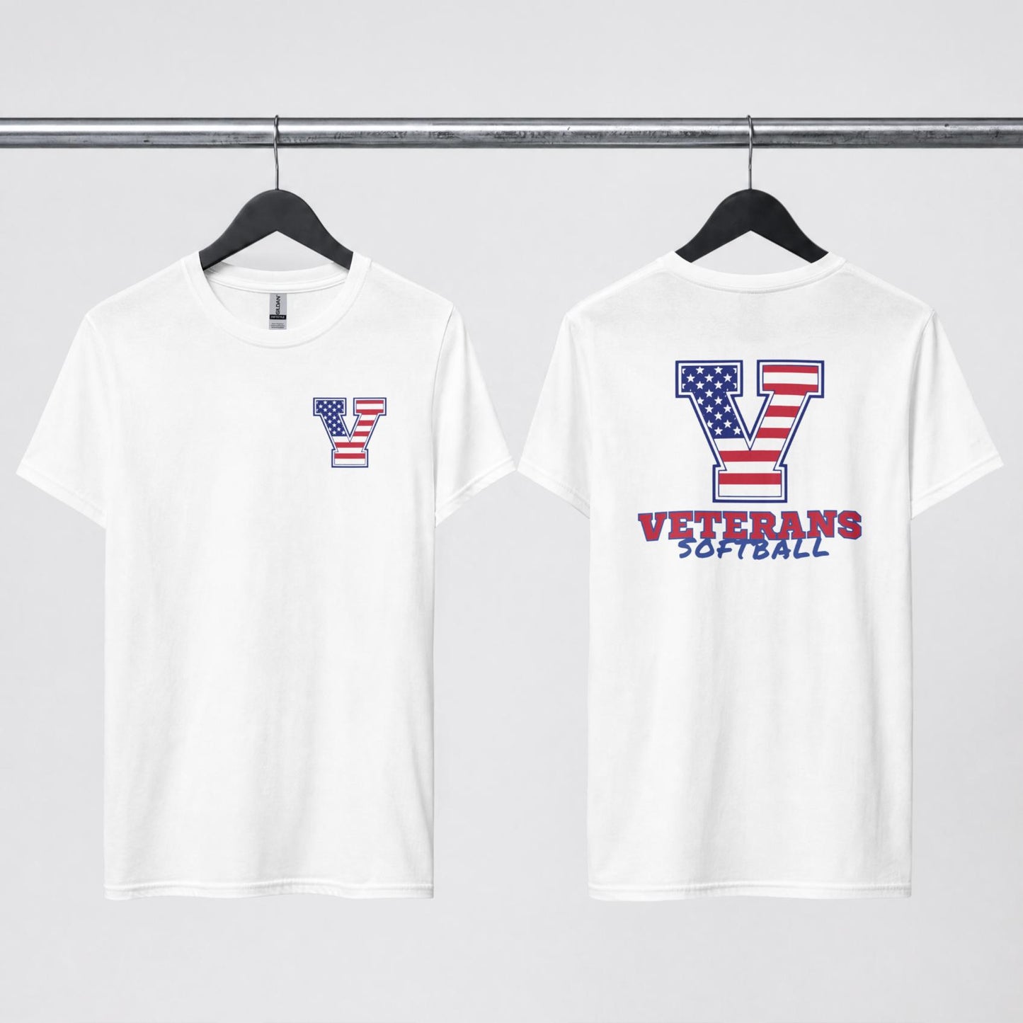 Veterans Softball - Design 10- Front Pocket Logo + Back