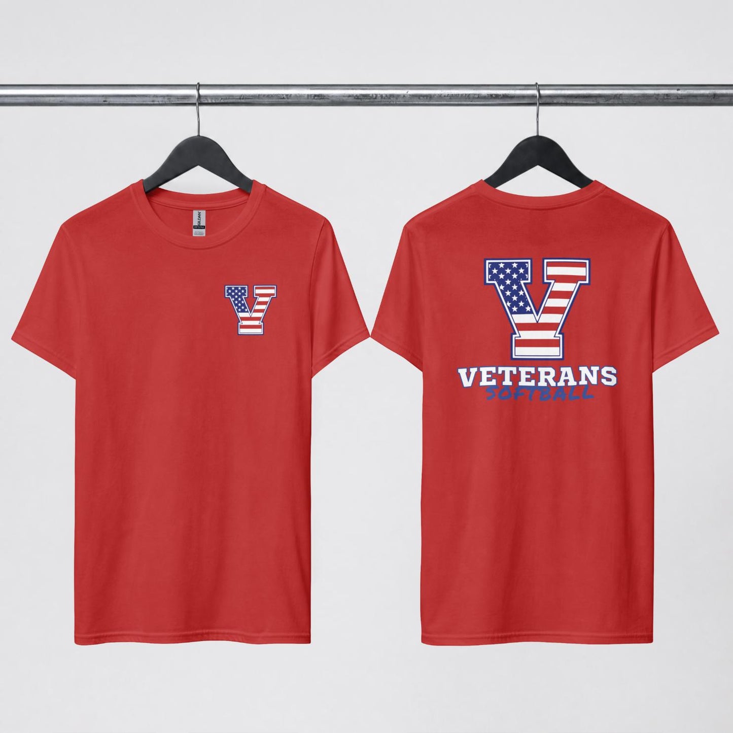 Veterans Softball - Design 10- Front Pocket Logo + Back