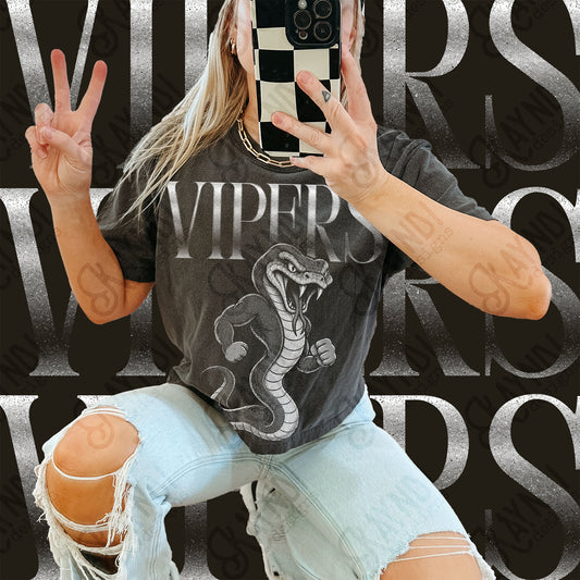 Vipers 2 Halftone Mascot Shirt apparel mockup