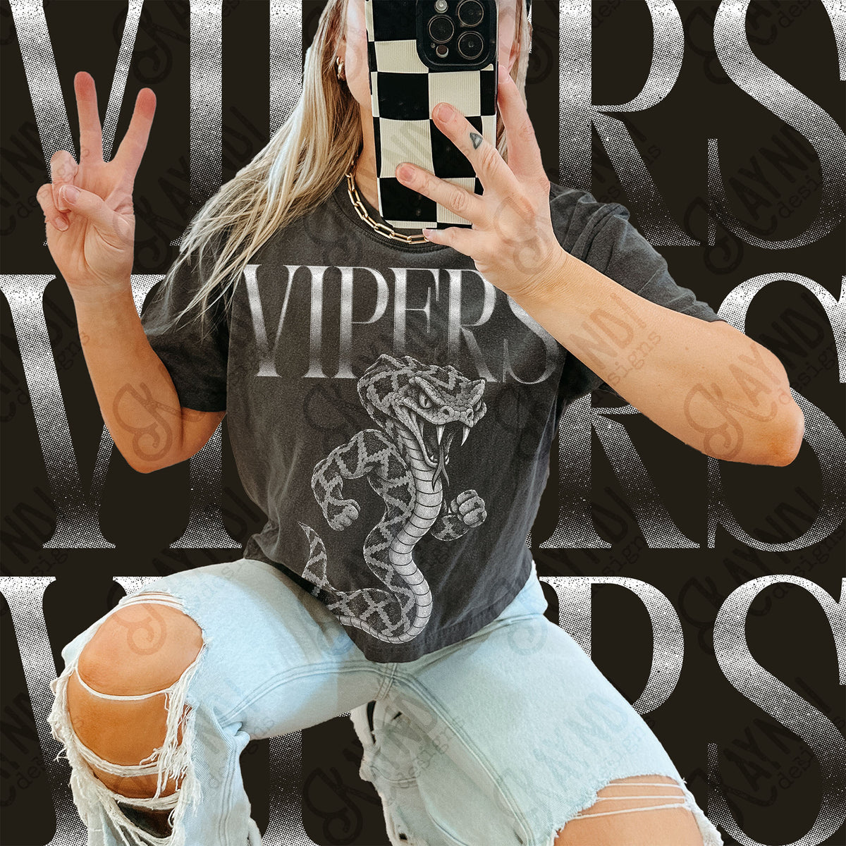 Vipers Halftone Mascot Shirt apparel mockup