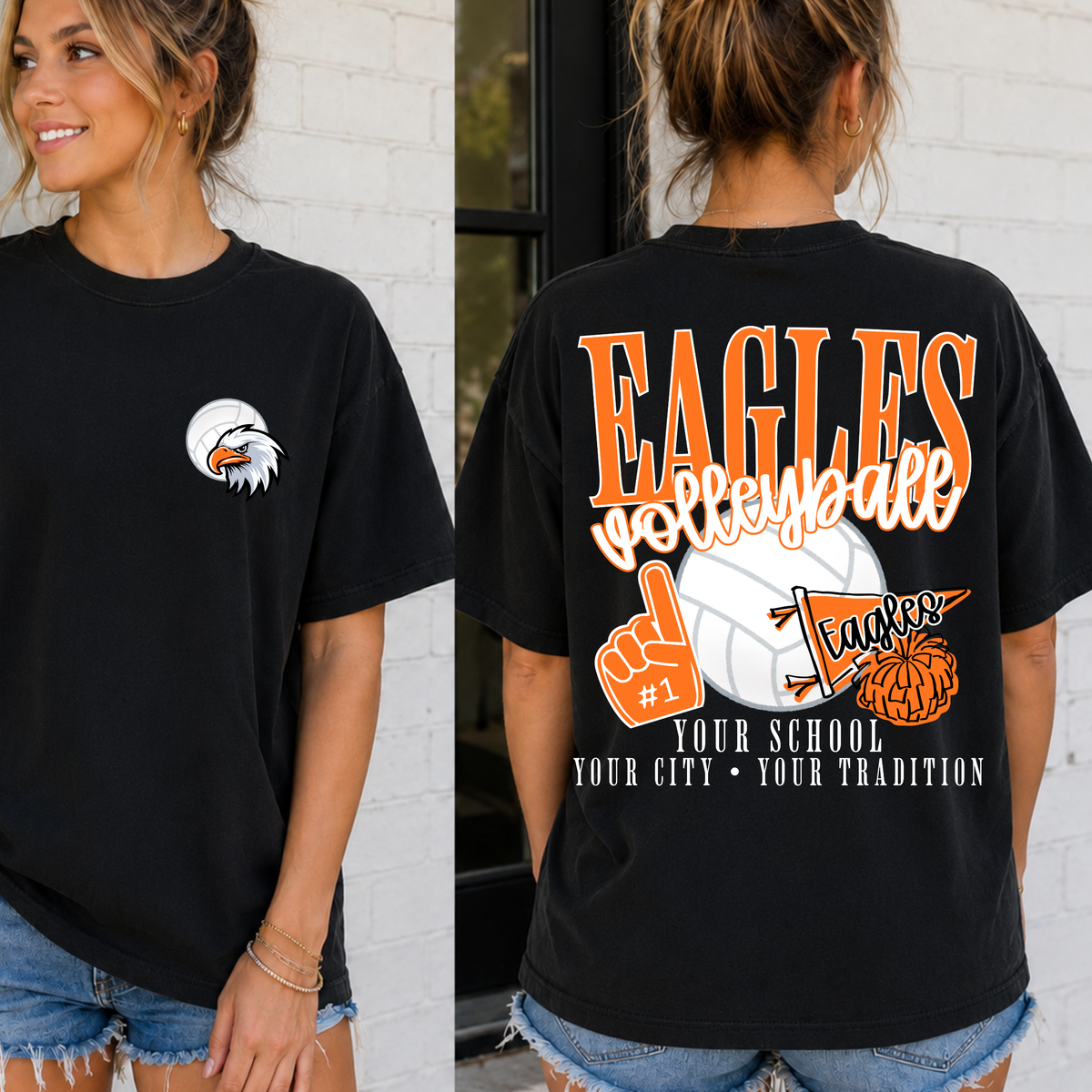 Custom Volleyball School Spirit Mascot Top — design example 1