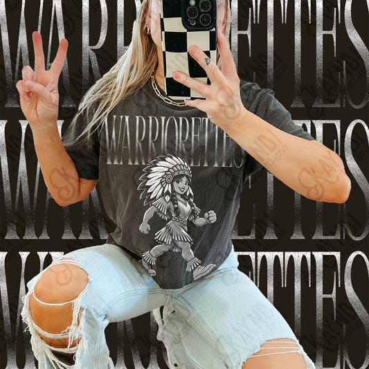 Warriorettes Halftone Mascot Shirt apparel mockup