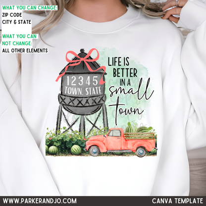 Custom Small Town Watermelon Top — design example 2